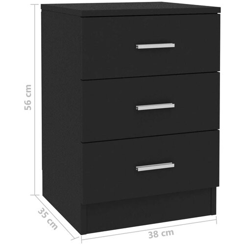 VidaXL noćni ormarić crni 38 x 35 x 56 cm od iverice Slike