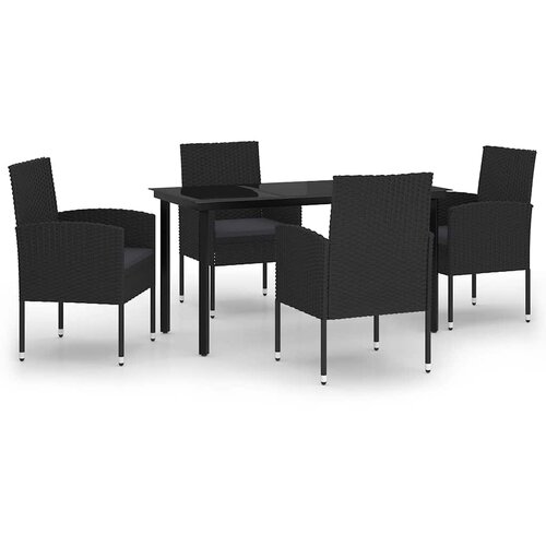  5-dijelni vrtni blagovaonski set crni Crna Dužina stola 140 cm Slike