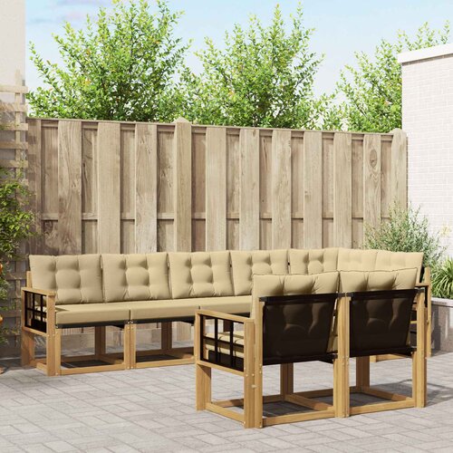  Set vanjskih sofa 8 kom. Bijela i bež Smeđa 306 x 128,5 x 73 cm Cene