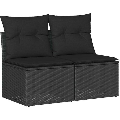 Maison Chic Seti vrtnega pohi&scaron;tva - Vrtna garnitura - Vrtni pohi&scaron;tvo set z blazinami 2-delna črn ratan/akacija, (21808552) Cene