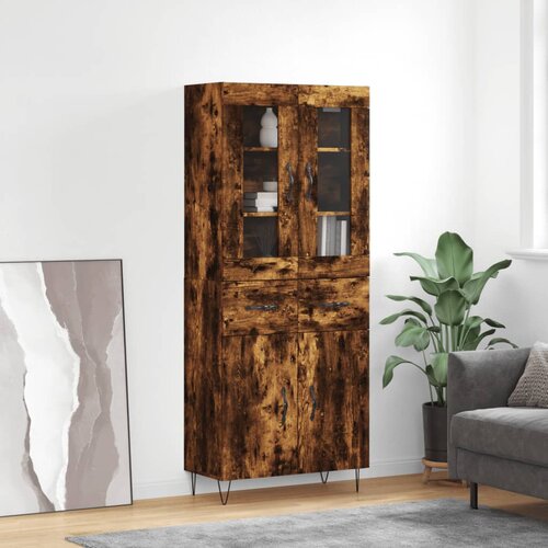 vidaXL Visoka komoda dimljeni hrast 69 5x34x180 cm konstruiranog drva Cijene
