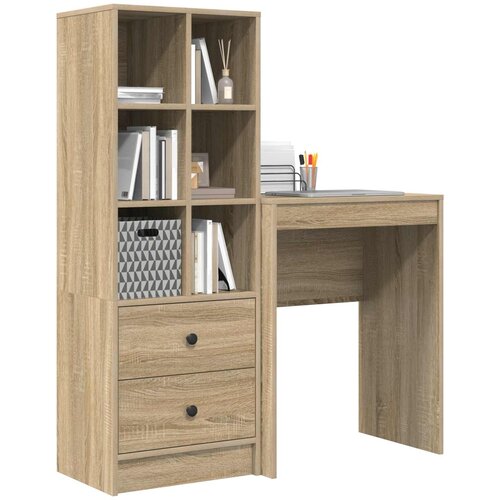  Stol s ladicama s policom s pohranom 2 pcs Sonoma hrast Slike