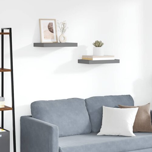  Plutajuće zidne police 2 kom sjajne sive 40 x 23 x 3,8 cm MDF Cene