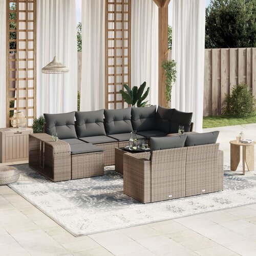 vidaXL 11-dijelni set vrtnih sofa od poliratana s jastucima sivi Cene
