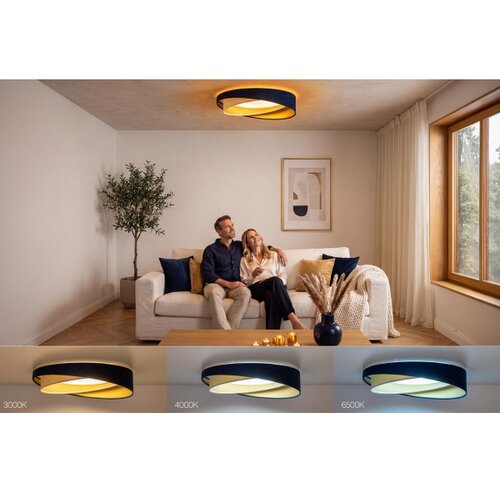  LED prigu&amp;scaron;iva plafonska svetiljka SM. GALAXY M. 24W/230V, prečnik 55 cm, plava/bela/zlatna + daljinski upravljač Slike
