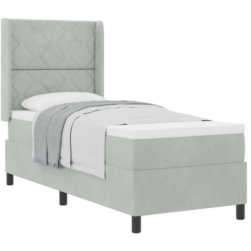 vidaXL Box Spring postelja z blazino svetlo siva 80x200 cm žamet Cene