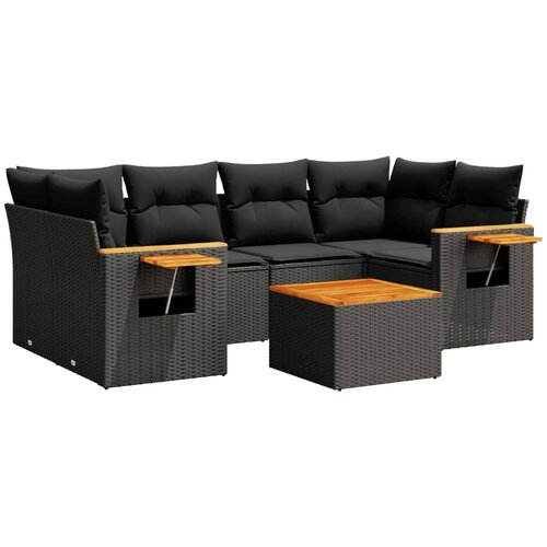 Maison Chic Seti vrtnega pohi&amp;scaron;tva - Vrtna garnitura - Vrtni pohi&amp;scaron;tvo set 7-delna z blazinami črn poli ratan, (21807868) Slike