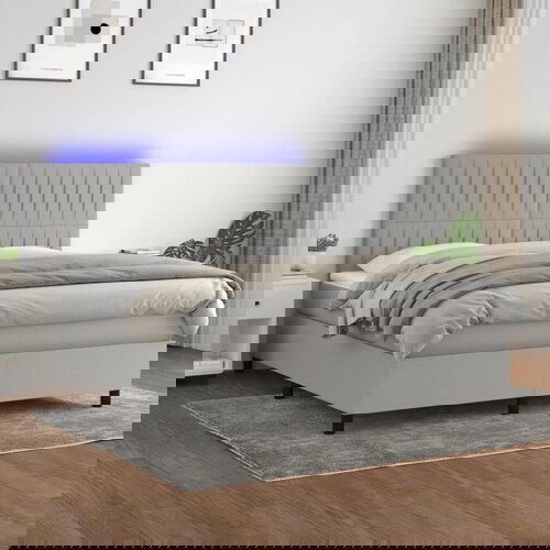  The Living Store Box spring postelja z vzmetnico LED sv. siva 160x200 cm blago - Box Spring Postelja, (21521313) Cene