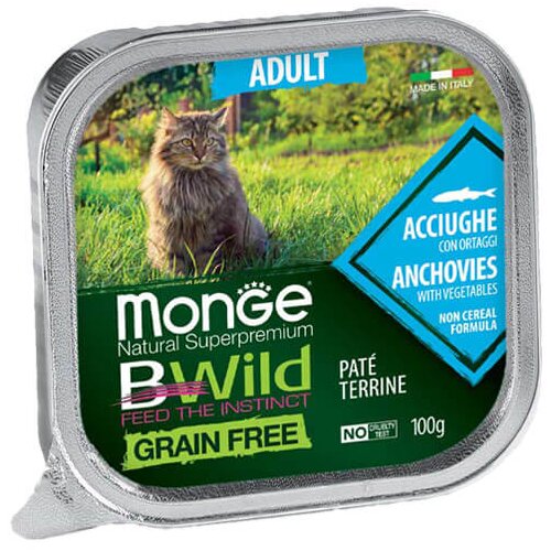 Monge bwild grain free adult cat anchovies pat&eacute; - pa&scaron;teta sa inćunima i povrćem za odrasle mačke (100g) Cene