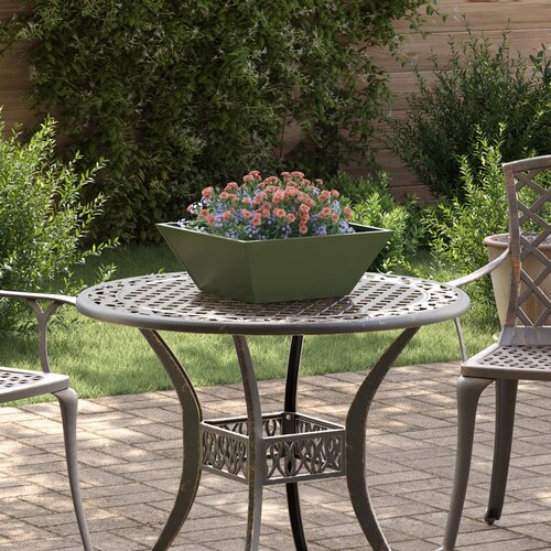 VidaXL Kovinski sadilnik Olivno zeleni Kovina 40 x 40 x 15 cm Pravokoten Slike