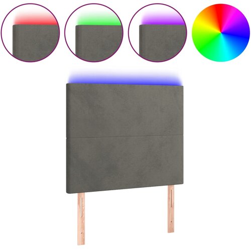 Maison Chic led posteljno vzglavje - vzglavna omarica - nočna omarica temno sivo 100x5x118/128 cm žamet, (21711596) Slike