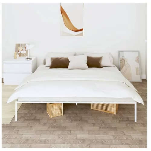  Kovinski posteljni okvir bel 200x200 cm
