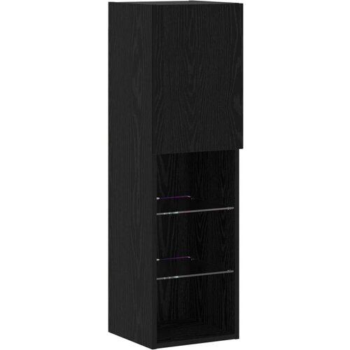VidaXL 8 komada TV zidne jedinice s LED Crni hrast konstruirano drvo Slike
