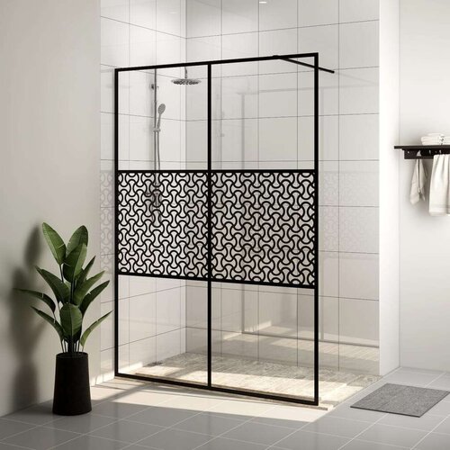 Pregrada za tuširanje s prozirnim staklom ESG 140 x 195 cm crna Cijene