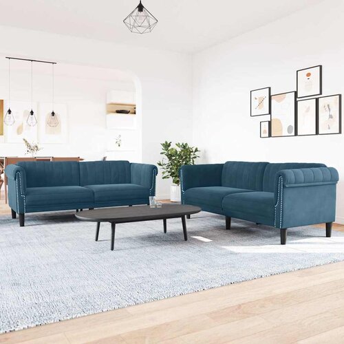  2-dijelni set sofa plavi bar&scaron;unasti Cijene