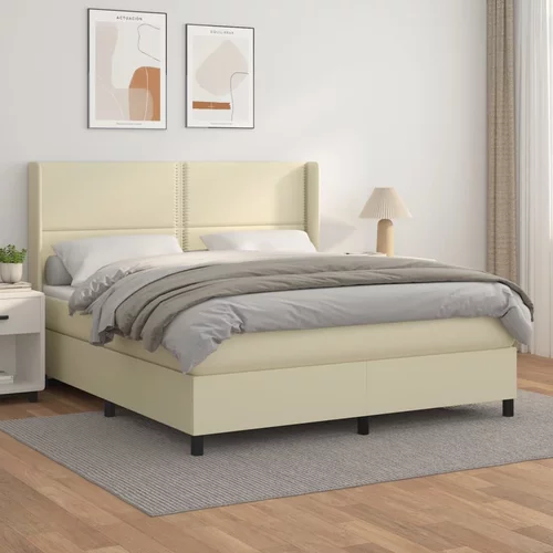  Krevet s oprugama i madracem krem 160x200 cm od umjetne kože