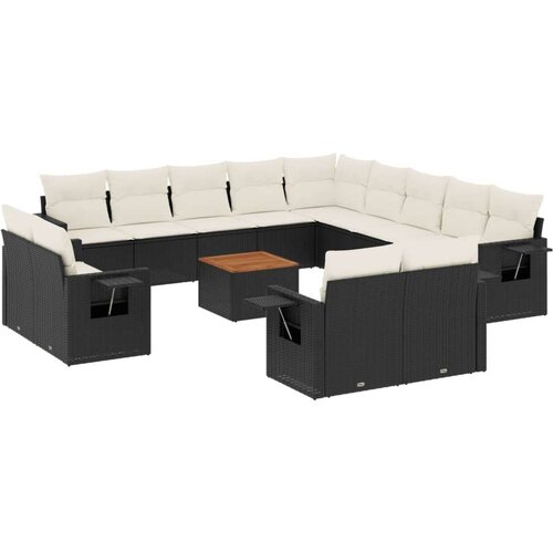 VidaXL 14-dijelni set vrtnih sofa s jastucima poliratan crni Slike