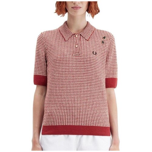 Fred Perry Majice &amp;amp; Polo majice GINGHAM KNITTED SHIRT Rdeča Slike
