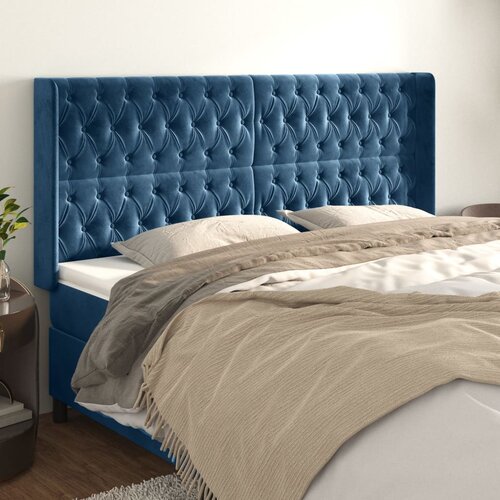 vidaXL Uzglavlje s ušima tamnoplavo 203x16x118/128 cm baršunasto Cijene