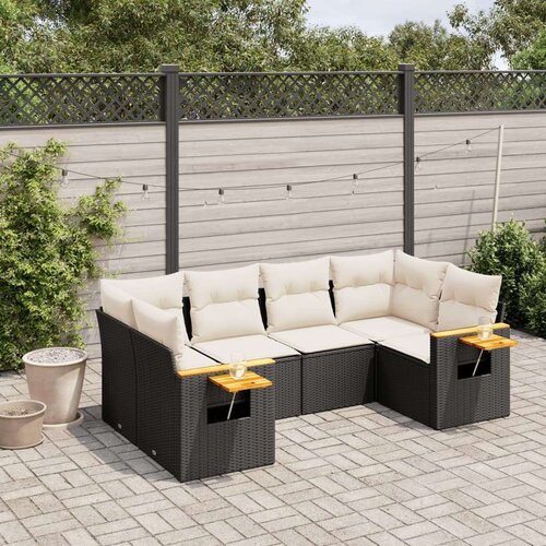 VidaXL 6-dijelni set vrtnih sofa s jastucima crni od poliratana Slike