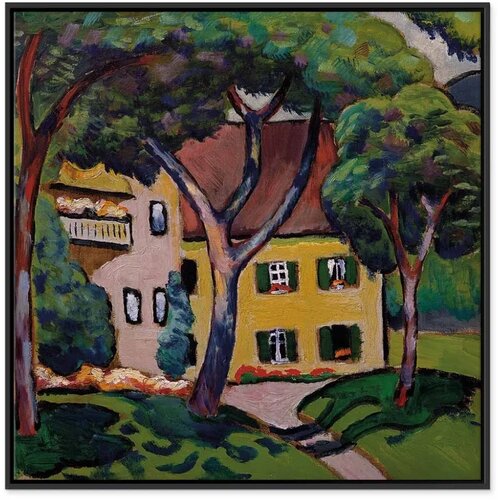  Slika - August Macke &amp;ndash; Staudacherhaus in Tegernsee 60x60 U crnom drvenom okviru Slike