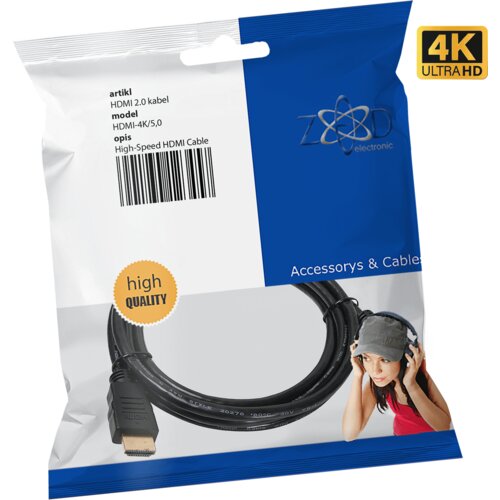 Zed Electronic HDMI 2.0 kabel, 4K, dolžina 5,0 met. - HDMI-4K/5,0 Slike