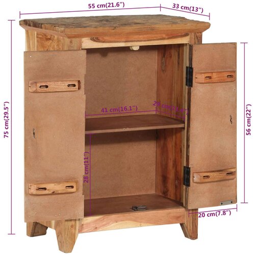  Komoda 55 x 33 x 75 cm masivno bagremovo i obnovljeno drvo Slike