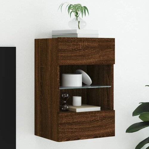  The Living Store Stenska TV omarica z LED lučkami rjavi hrast 40x30x60,5 cm - TV Stenska Omarica, (21499044) Slike