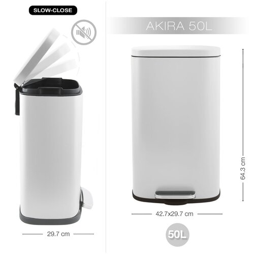 Spirella Mat bijela željezna kanta za smeće s pedalom 50 l Akira &amp;ndash; Slike