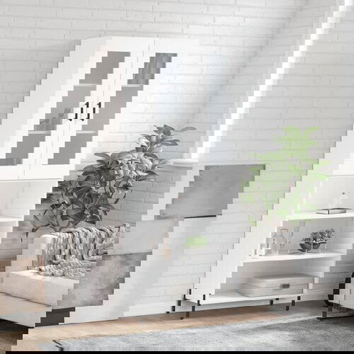 vidaXL Visoka omara bela 69,5x34x180 cm inženirski les Cene