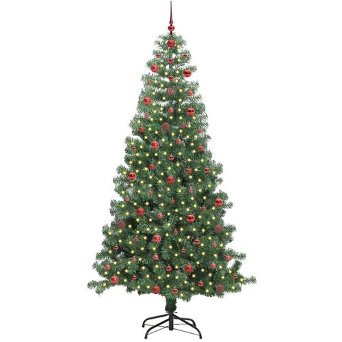 VidaXL Božićno drvce s 300 LED svjetlima s stalakom Zelena 240 cm PVC Slike