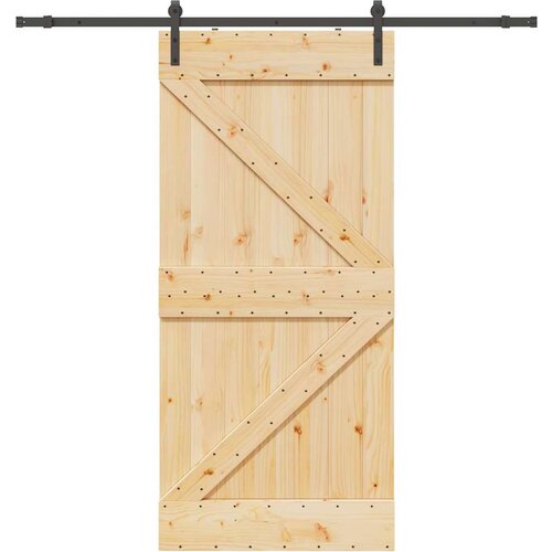 vidaXL Drsna vrata s kompletom vodil 80x210 cm trdna borovina Cene