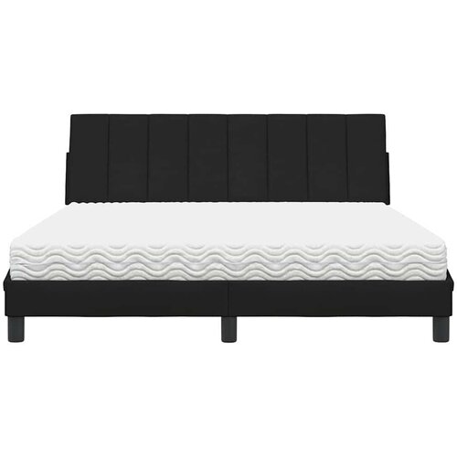 VidaXL Krevet s madracem crni 160x200 cm od tkanine Slike