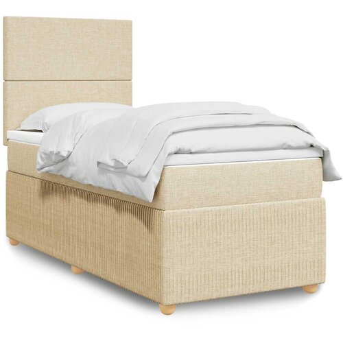  Krevet s oprugama i madracem krem 90 x 200 cm od tkanine Cijene