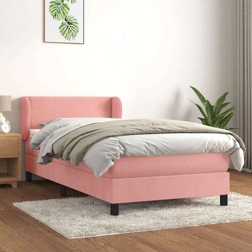 Box spring postelja z vzmetnico roza 80x200 cm žamet, (20897326) Cene
