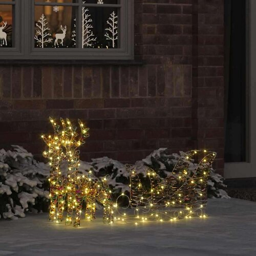 vidaXL Jelenova sani med 160 LED Toplo bela 30 x 12 x 54.5 cm PET Cene