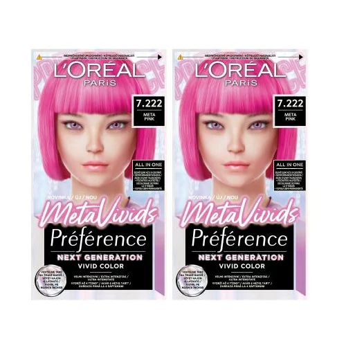 L'Oréal Paris Préférence Meta Vivids Set 2x boja za kosu 75 ml Nijansa 7.222 Meta Pink za ženske