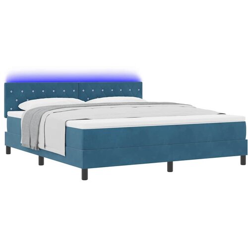  LED Box Spring Krevet Tamno plava 180 x 200 cm Bar&amp;scaron;un Slike