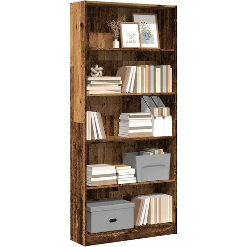  Regal za knjige boja starog drva 80x24x176 cm drveni Cene