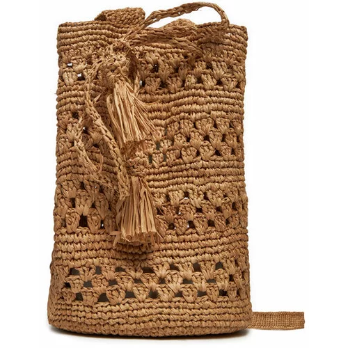 Manebi Ročna torba Handcrafted Raffia Beach Bucket Weaving V 2.2 AO Rjava