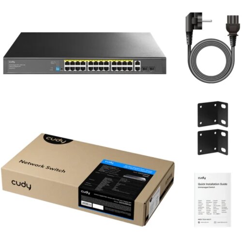 Cudy Svič 10/100/1000 24-port GS1026PS2/24 PoE+/2x Uplink/2x SFP/300W Cene