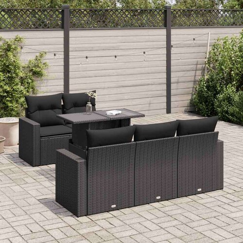 vidaXL 6-dijelni set vrtnih sofa s jastucima crni od poliratana Cijene