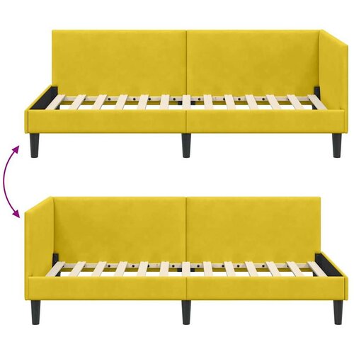  Kutni okvir kreveta Žuta 100 x 200 cm Velvet i inženjerski drvo Slike