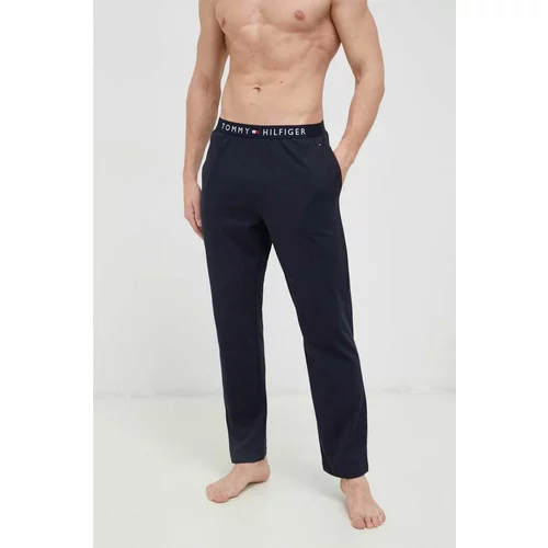 Tommy Hilfiger Homewear pamučne hlače boja: tamno plava, ravni kroj