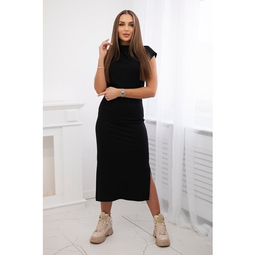 Kesi Long viscose dress with slits on the sides of black color Slike