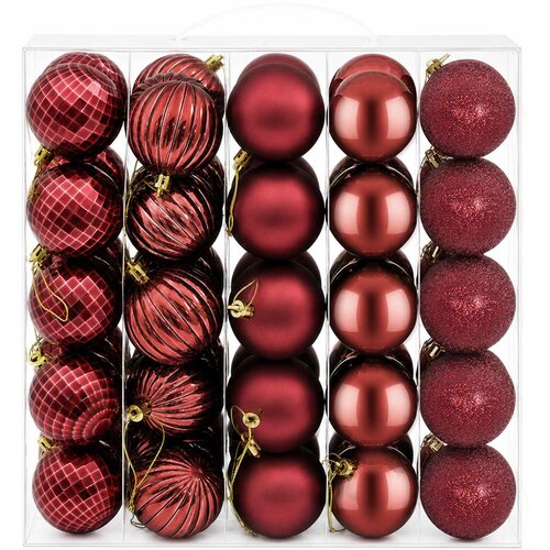 Set božićnih kuglica 75 kom. Vinska crvena 6 cm Polistiren Slike