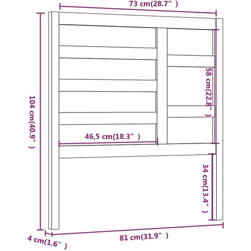  Uzglavlje za krevet boja meda 81 x 4 x 104 cm masivna borovina Slike