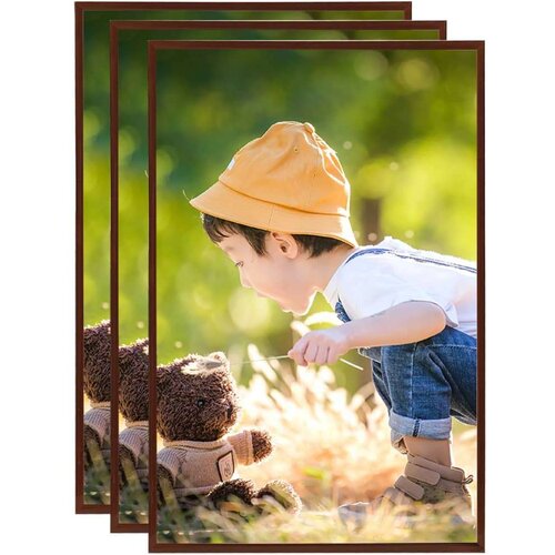  Okviri za fotografije 3 kom za zid i stol brončani 70x90 cm MDF Slike