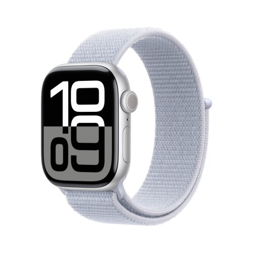 Apple Watch S10 GPS 42mm Silver Alu Case with Blue Cloud Sport Loop Slike