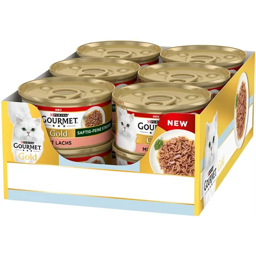 Gourmet Gold fini sočni trakci 12 x 85 g - Losos